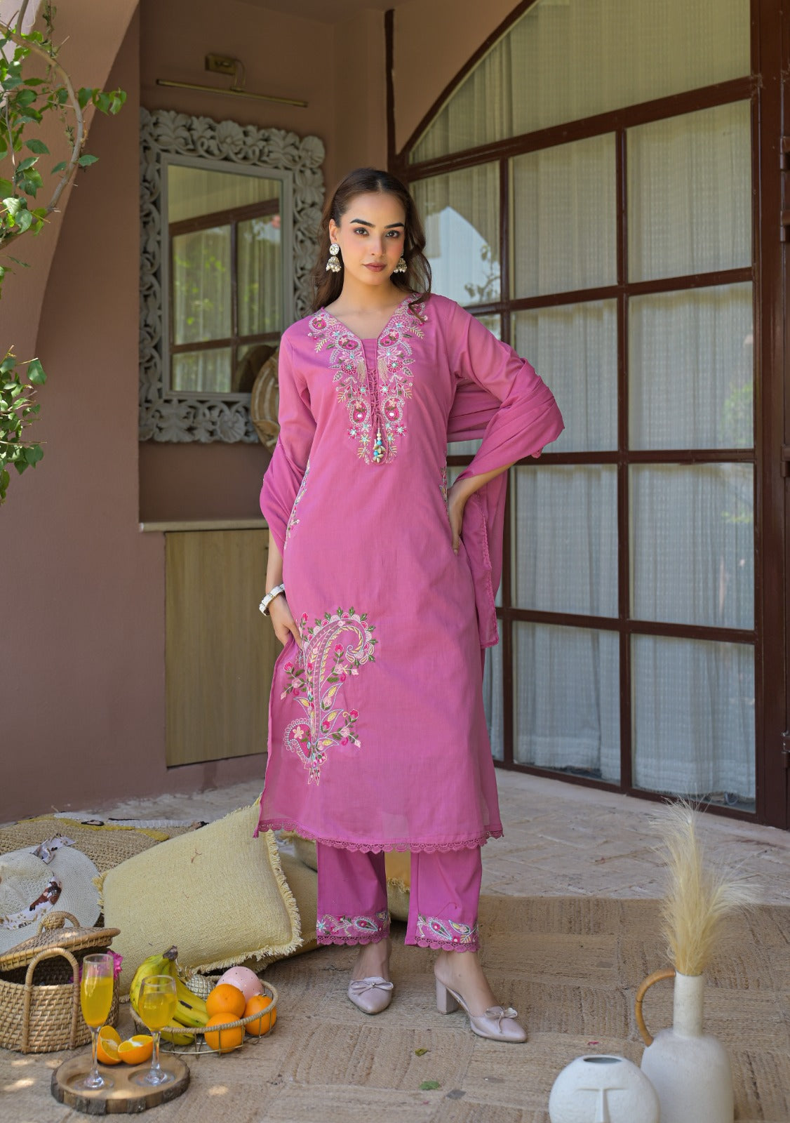 NOOAA Pure Mal Cotton Handwork 3-Piece Dress Set