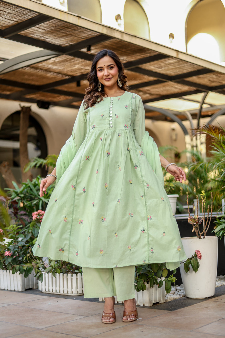 NOOAA Blossom Embroidered Cotton Kurta Set with Dupatta – Premium Women’s Ethnic Wear