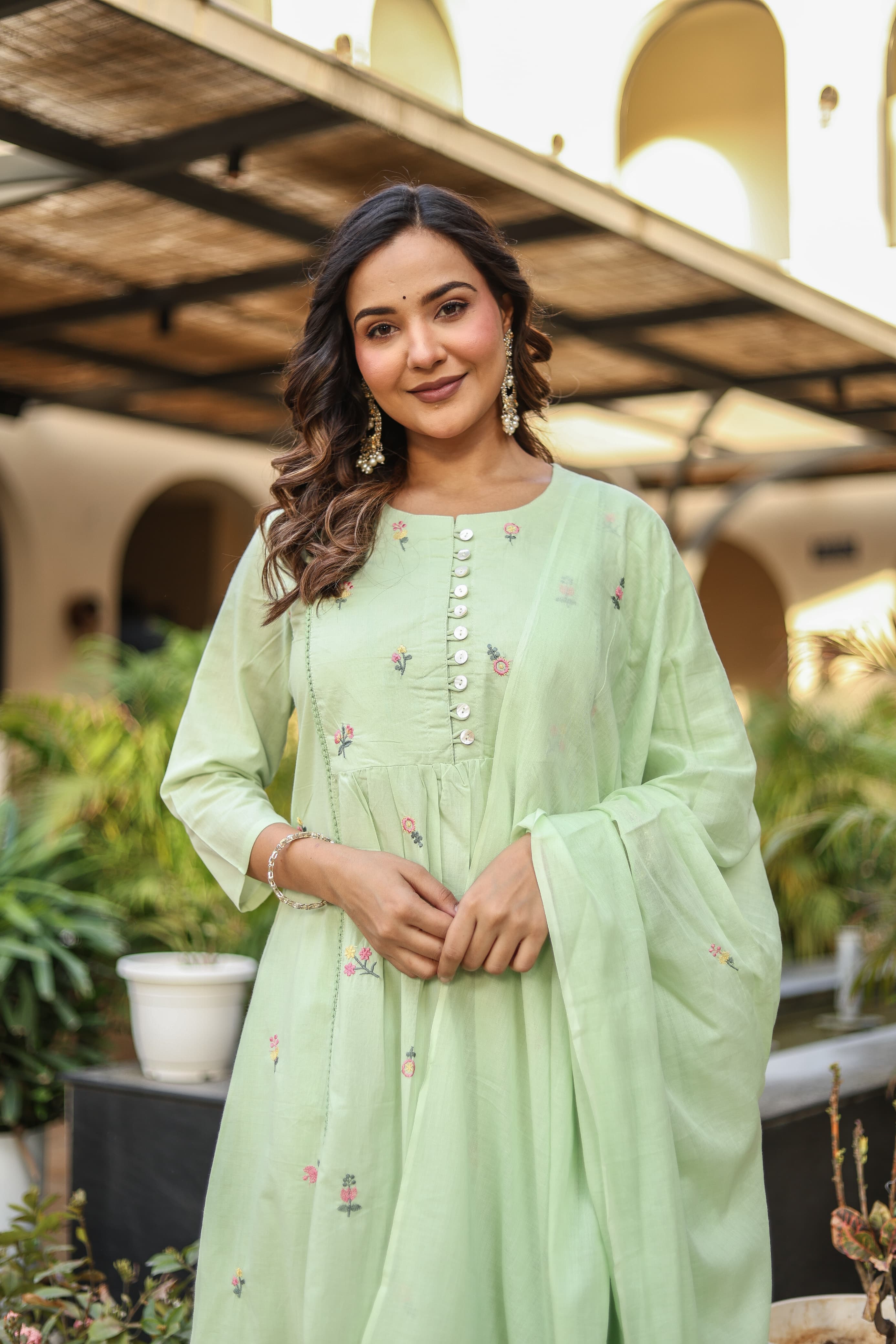 NOOAA Blossom Embroidered Cotton Kurta Set with Dupatta – Premium Women’s Ethnic Wear
