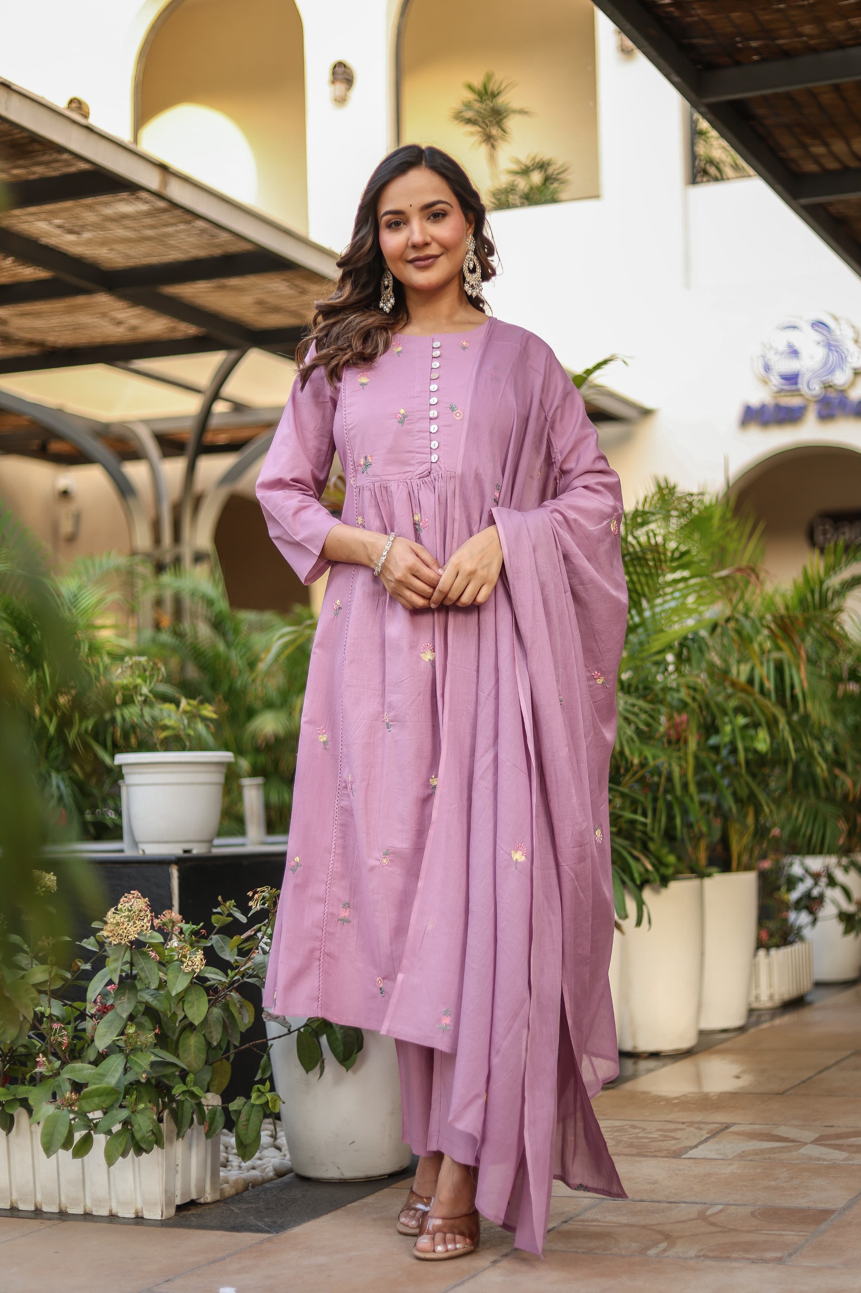 NOOAA Blossom Embroidered Cotton Kurta Set with Dupatta – Premium Women’s Ethnic Wear