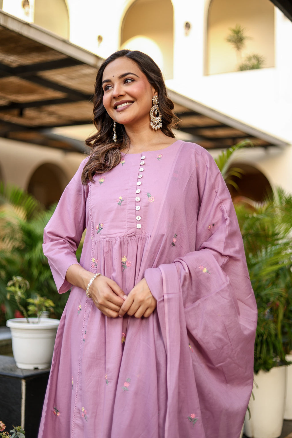 NOOAA Blossom Embroidered Cotton Kurta Set with Dupatta – Premium Women’s Ethnic Wear