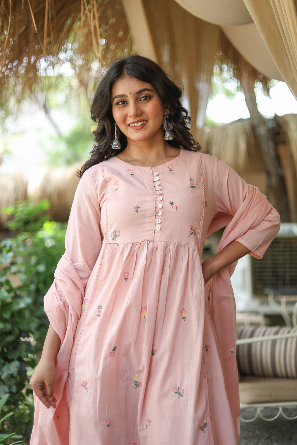 NOOAA Blossom Embroidered Cotton Kurta Set with Dupatta – Premium Women’s Ethnic Wear