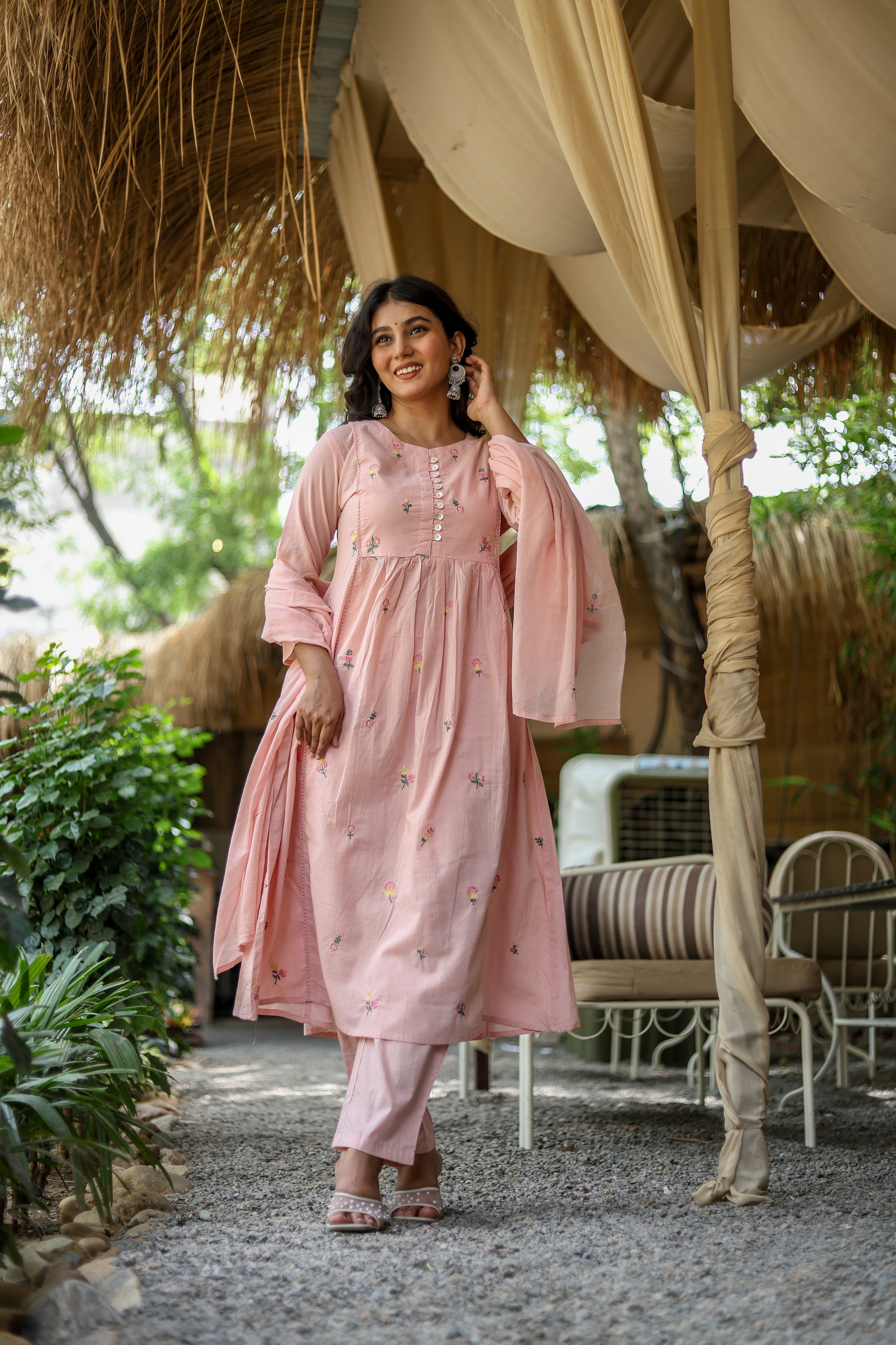 NOOAA Blossom Embroidered Cotton Kurta Set with Dupatta – Premium Women’s Ethnic Wear