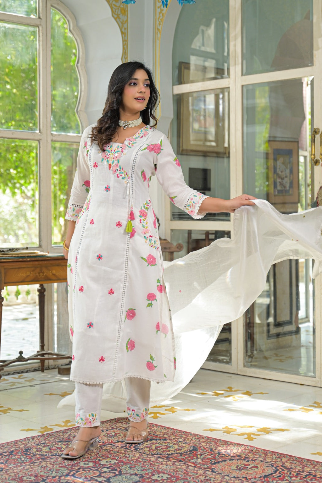 NOOAA Élan Floral Embroidered Kurta Set with Dupatta