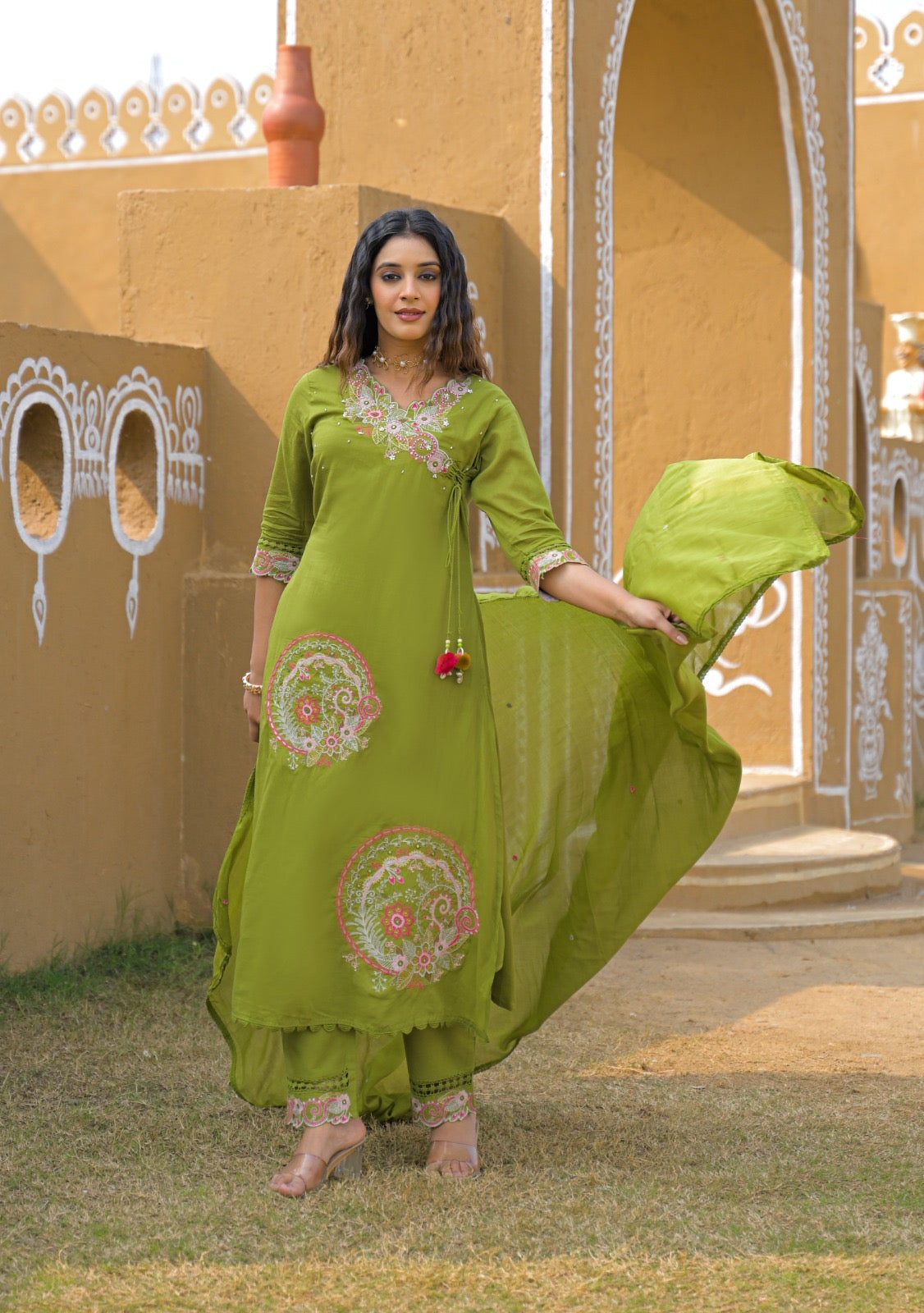 Premium Mal Cotton Embroidered Suit Set with Dupatta – The Nooaa Collection