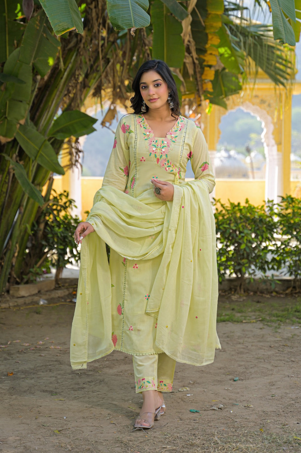 NOOAA Élan Floral Embroidered Kurta Set with Dupatta