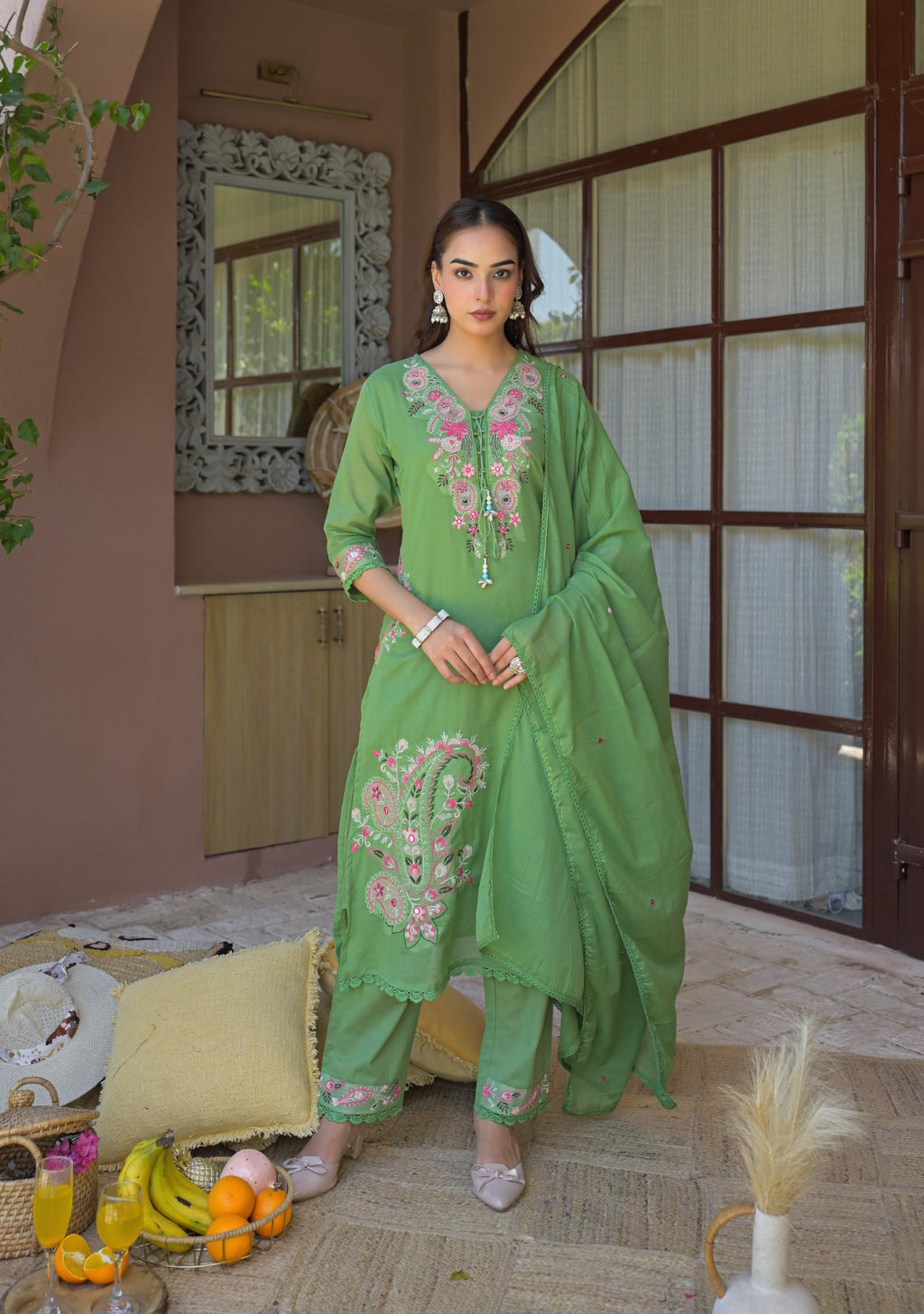 NOOAA Pure Mal Cotton Handwork 3-Piece Dress Set