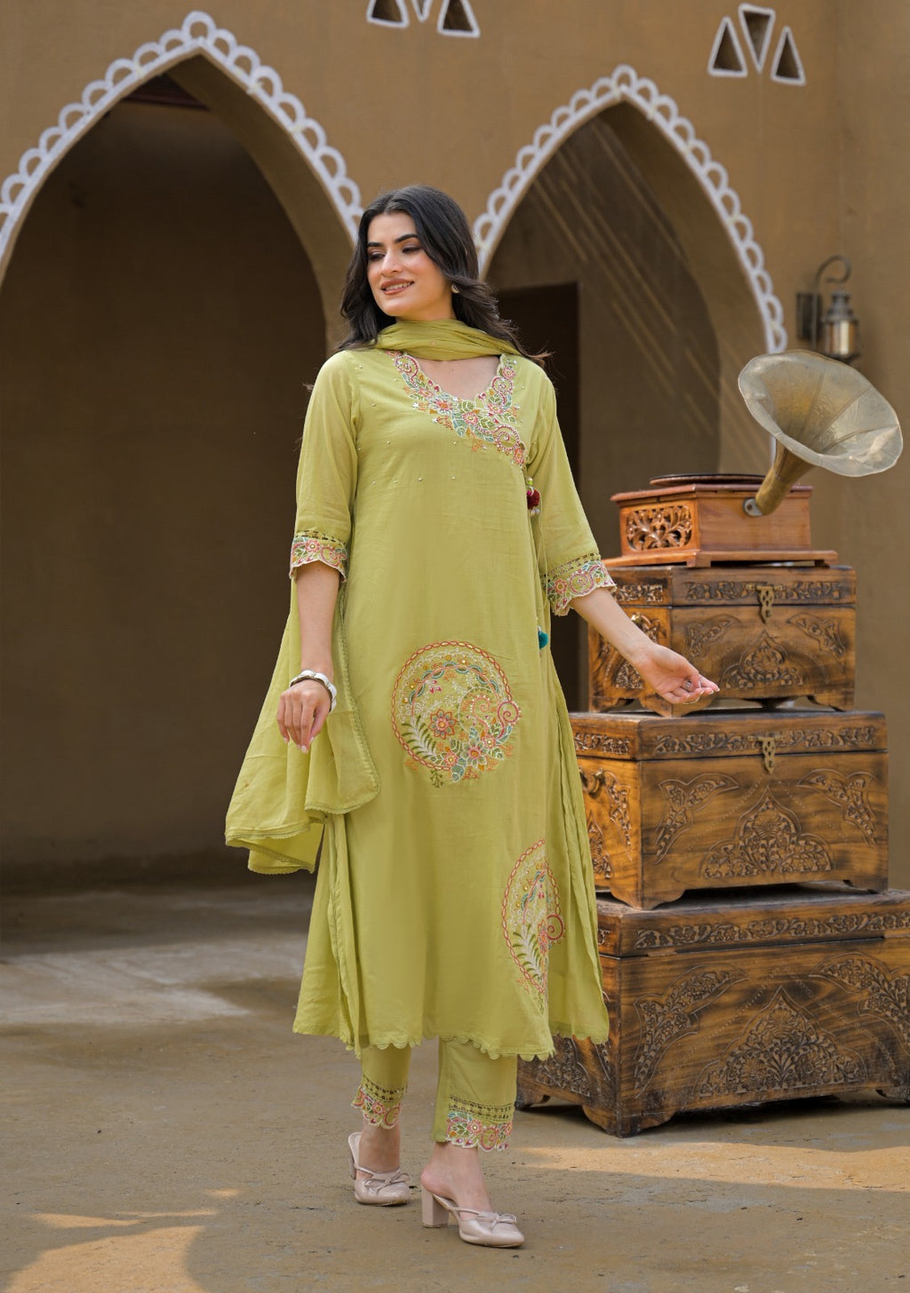 Premium Mal Cotton Embroidered Suit Set with Dupatta – The Nooaa Collection