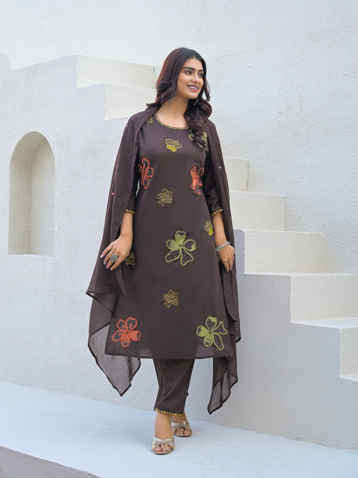 NOOAA Bloom Petal Embroidered Cotton Kurta Set | Premium Women’s Ethnic Wear