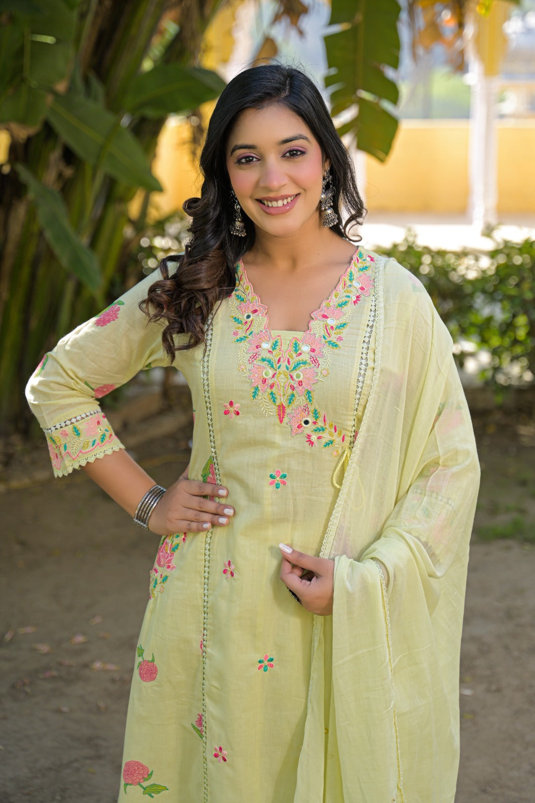 NOOAA Élan Floral Embroidered Kurta Set with Dupatta