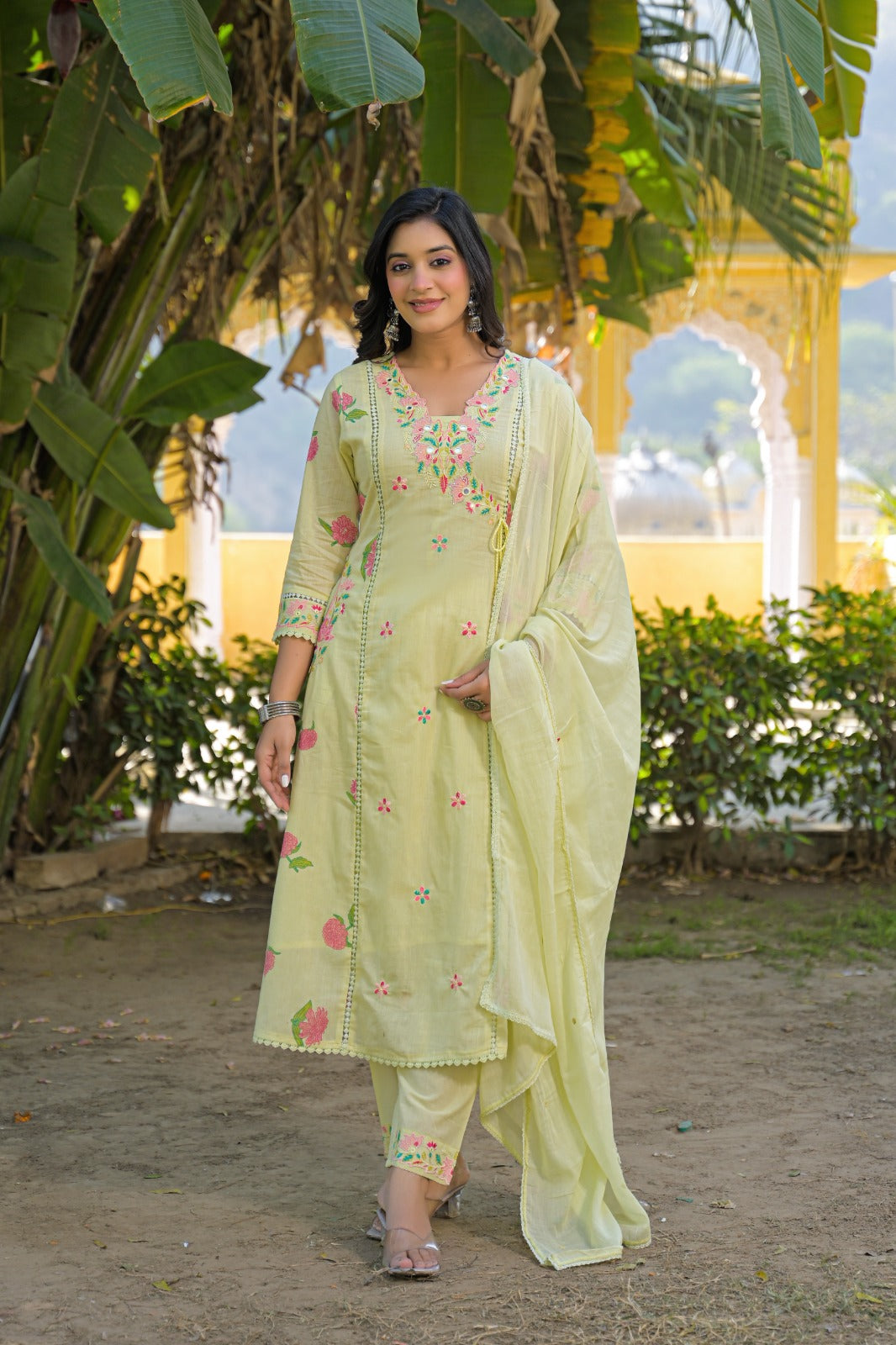 NOOAA Élan Floral Embroidered Kurta Set with Dupatta