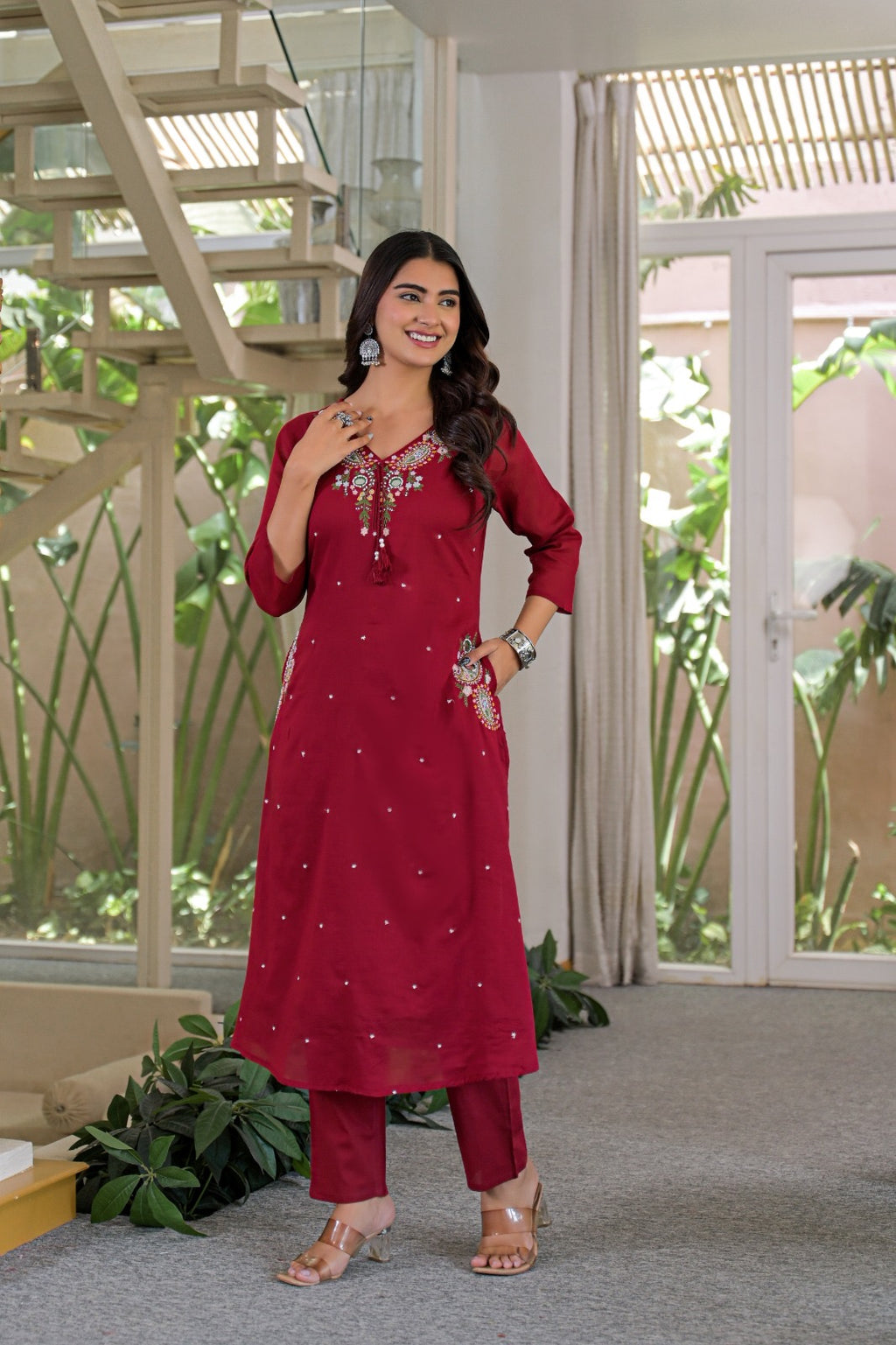 NOOAA AARNA Mirror Embroidered Kurta Set