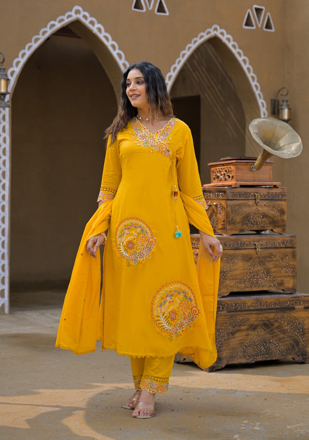 Premium Mal Cotton Embroidered Suit Set with Dupatta – The Nooaa Collection