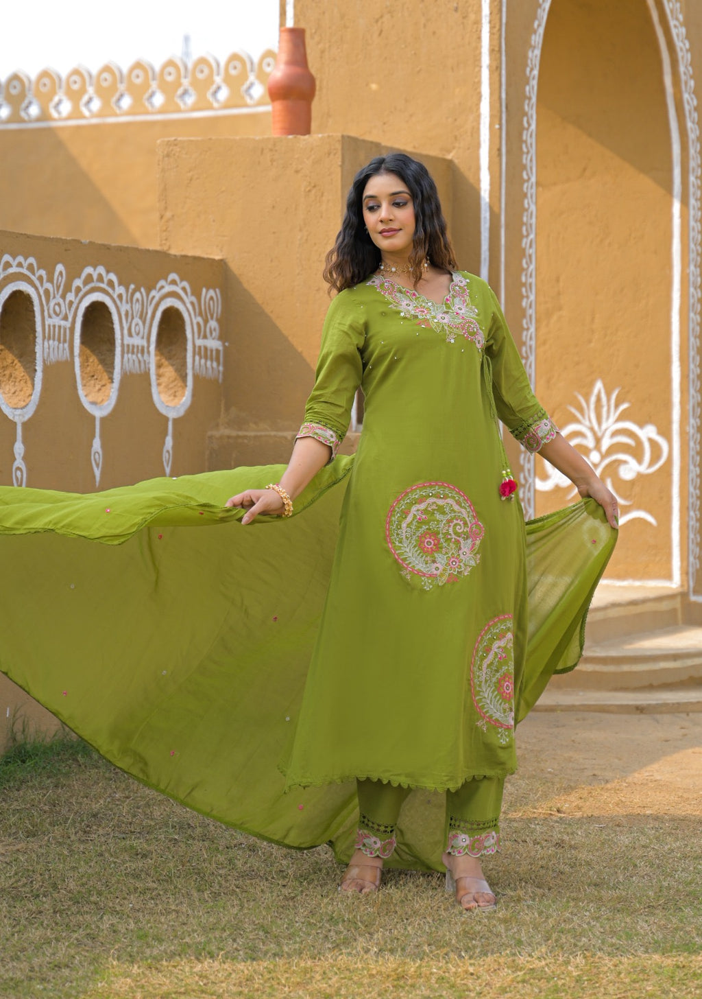 Premium Mal Cotton Embroidered Suit Set with Dupatta – The Nooaa Collection