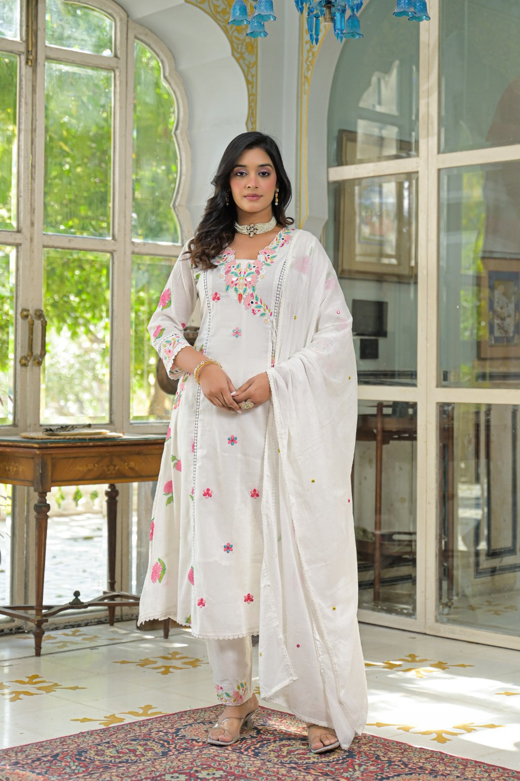 NOOAA Élan Floral Embroidered Kurta Set with Dupatta