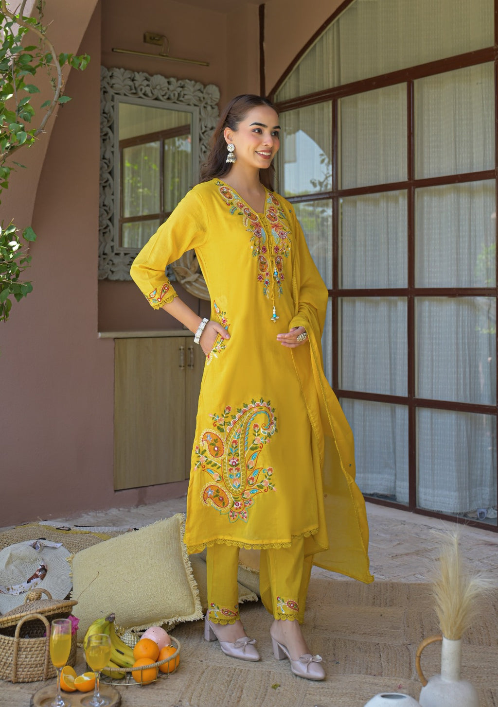 NOOAA Pure Mal Cotton Handwork 3-Piece Dress Set