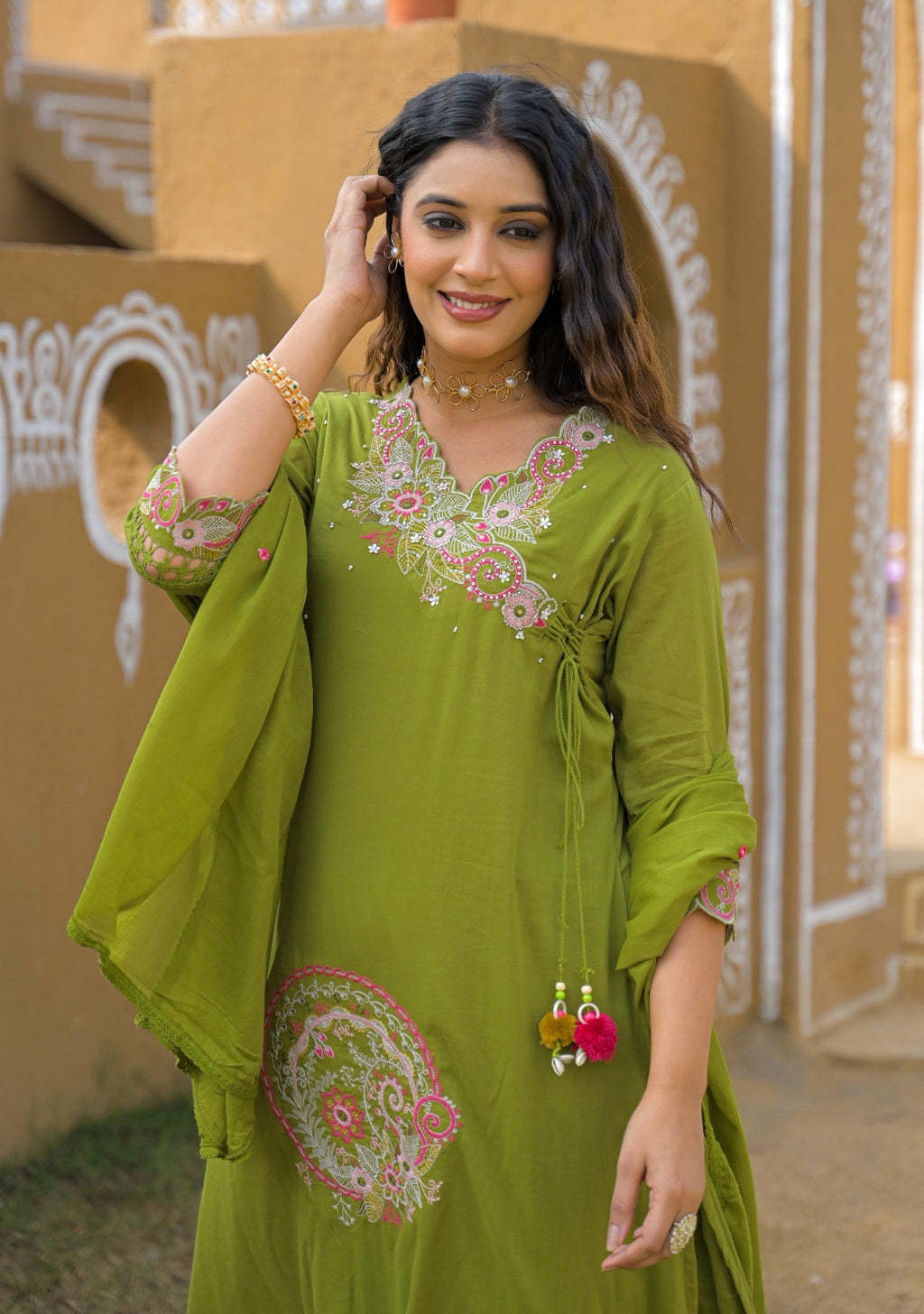 Premium Mal Cotton Embroidered Suit Set with Dupatta – The Nooaa Collection