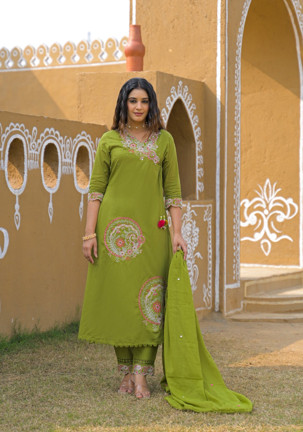 Premium Mal Cotton Embroidered Suit Set with Dupatta – The Nooaa Collection