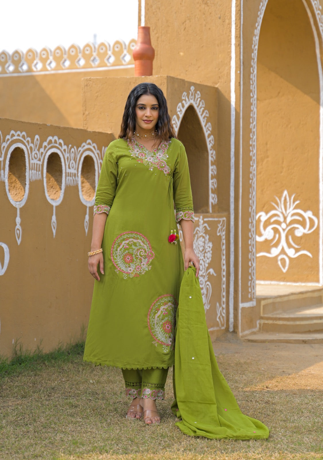 Premium Mal Cotton Embroidered Suit Set with Dupatta – The Nooaa Collection