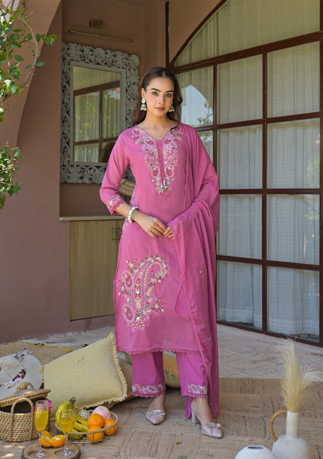NOOAA Pure Mal Cotton Handwork 3-Piece Dress Set