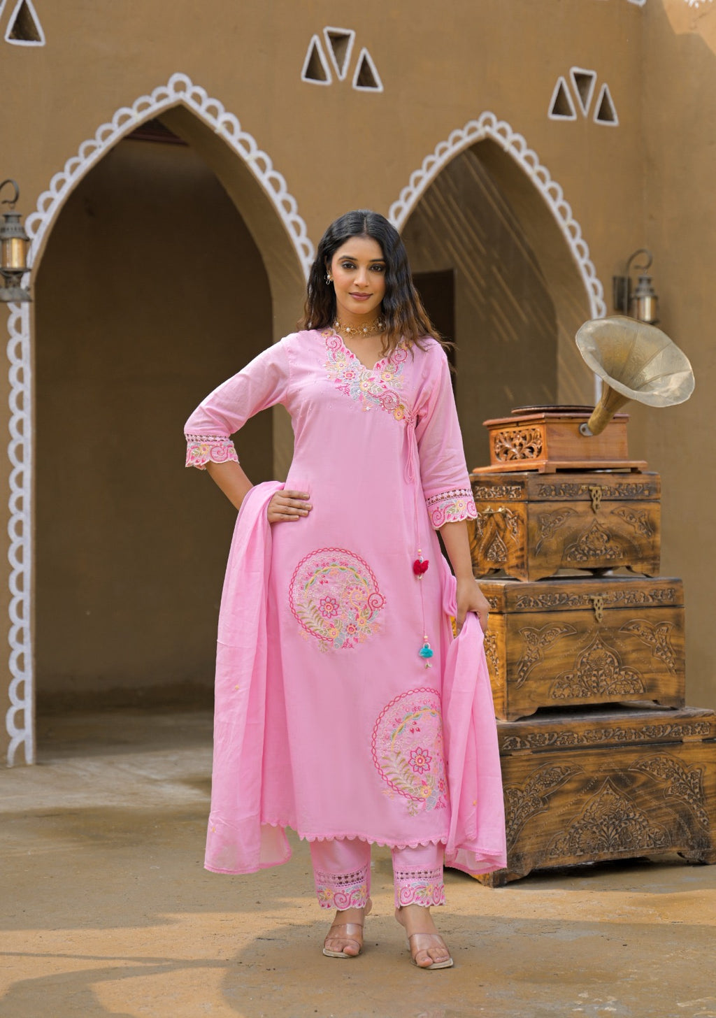 Premium Mal Cotton Embroidered Suit Set with Dupatta – The Nooaa Collection