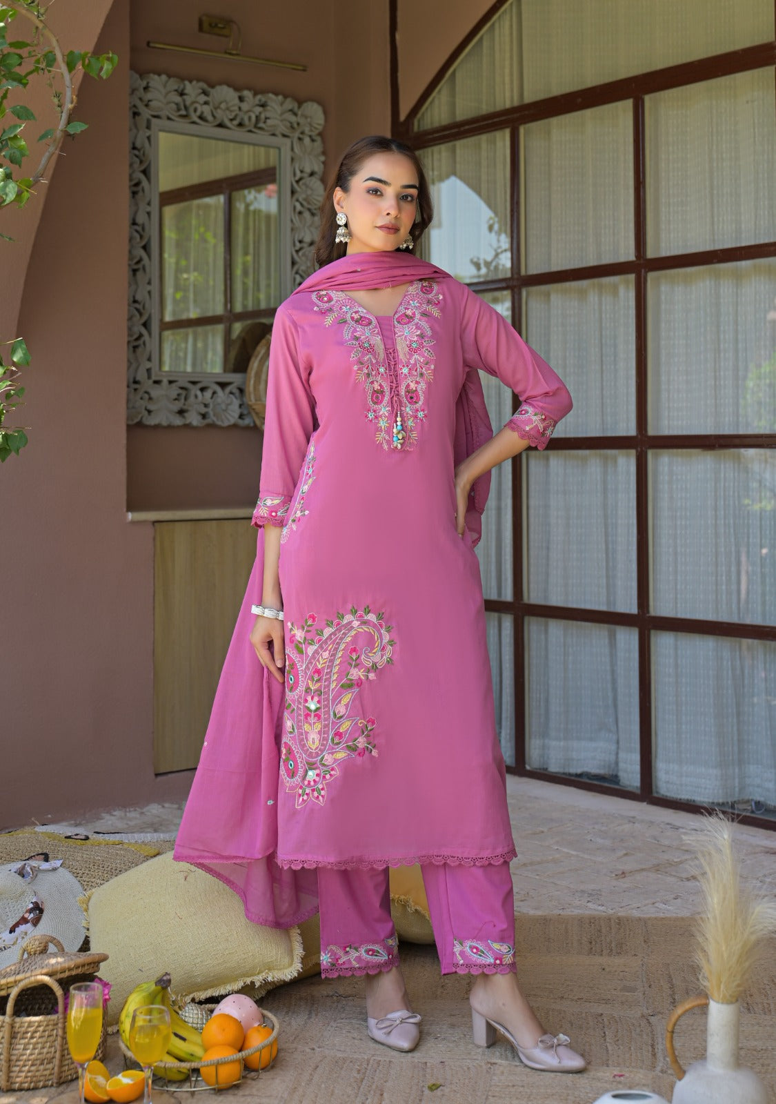 NOOAA Pure Mal Cotton Handwork 3-Piece Dress Set