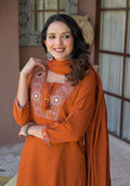 NOOAA Royal Mirror Embroidered Straight Kurta Set with Dupatta| Elegant Women’s Ethnic Wear