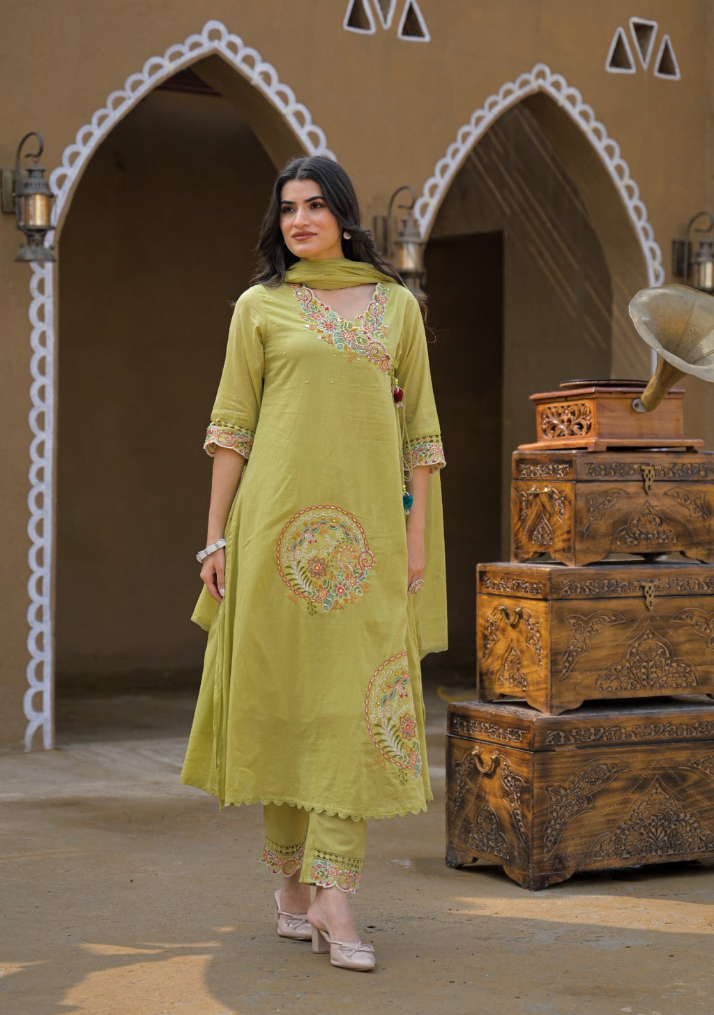 Premium Mal Cotton Embroidered Suit Set with Dupatta – The Nooaa Collection
