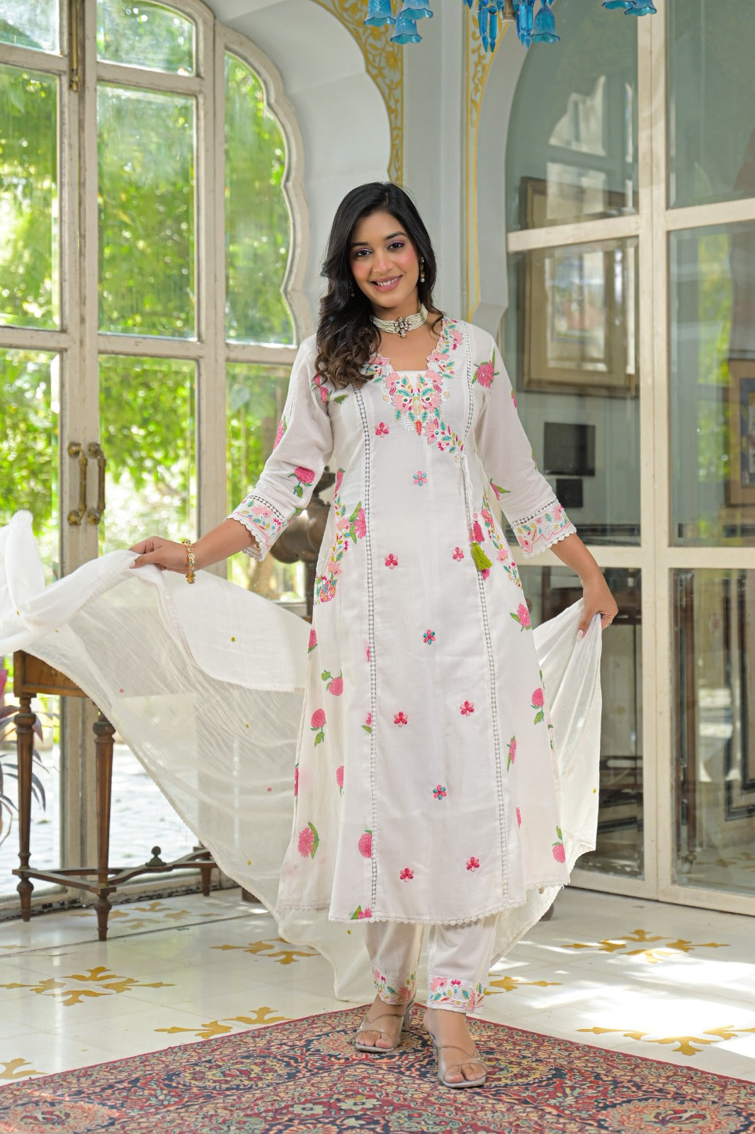 NOOAA Élan Floral Embroidered Kurta Set with Dupatta