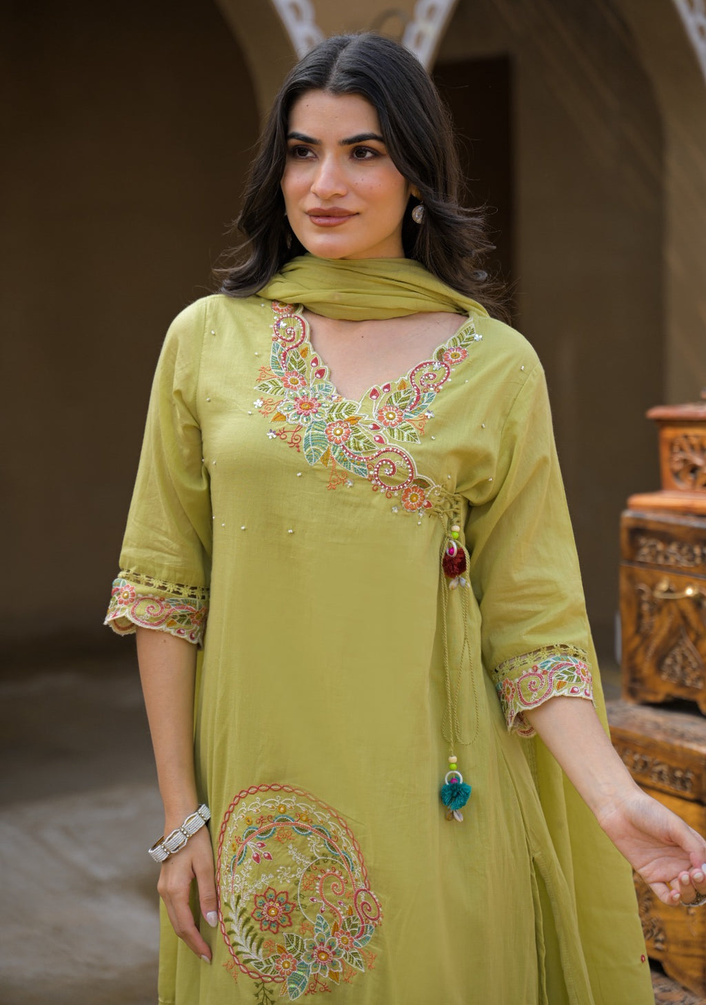 Premium Mal Cotton Embroidered Suit Set with Dupatta – The Nooaa Collection