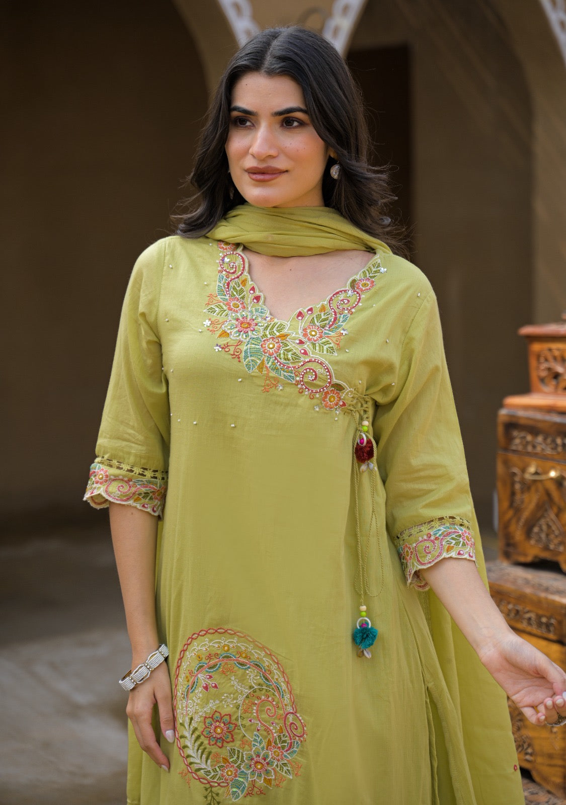 Premium Mal Cotton Embroidered Suit Set with Dupatta – The Nooaa Collection