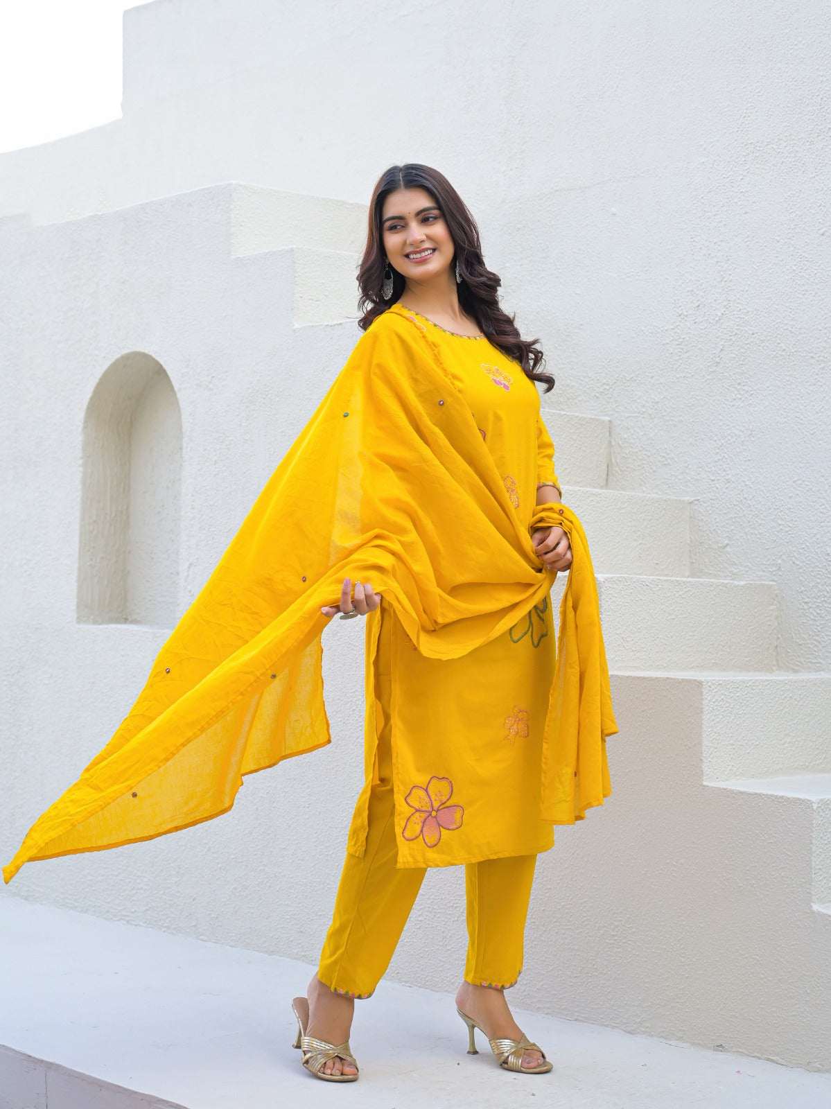 NOOAA Bloom Petal Embroidered Cotton Kurta Set | Premium Women’s Ethnic Wear