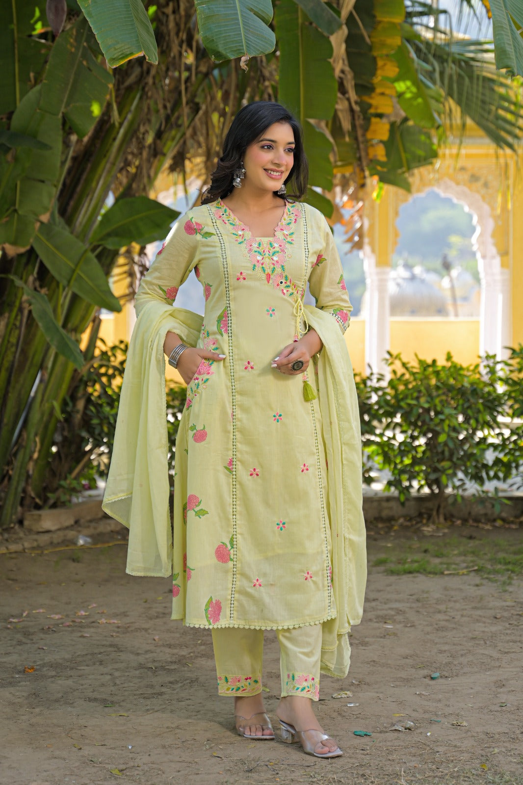 NOOAA Élan Floral Embroidered Kurta Set with Dupatta