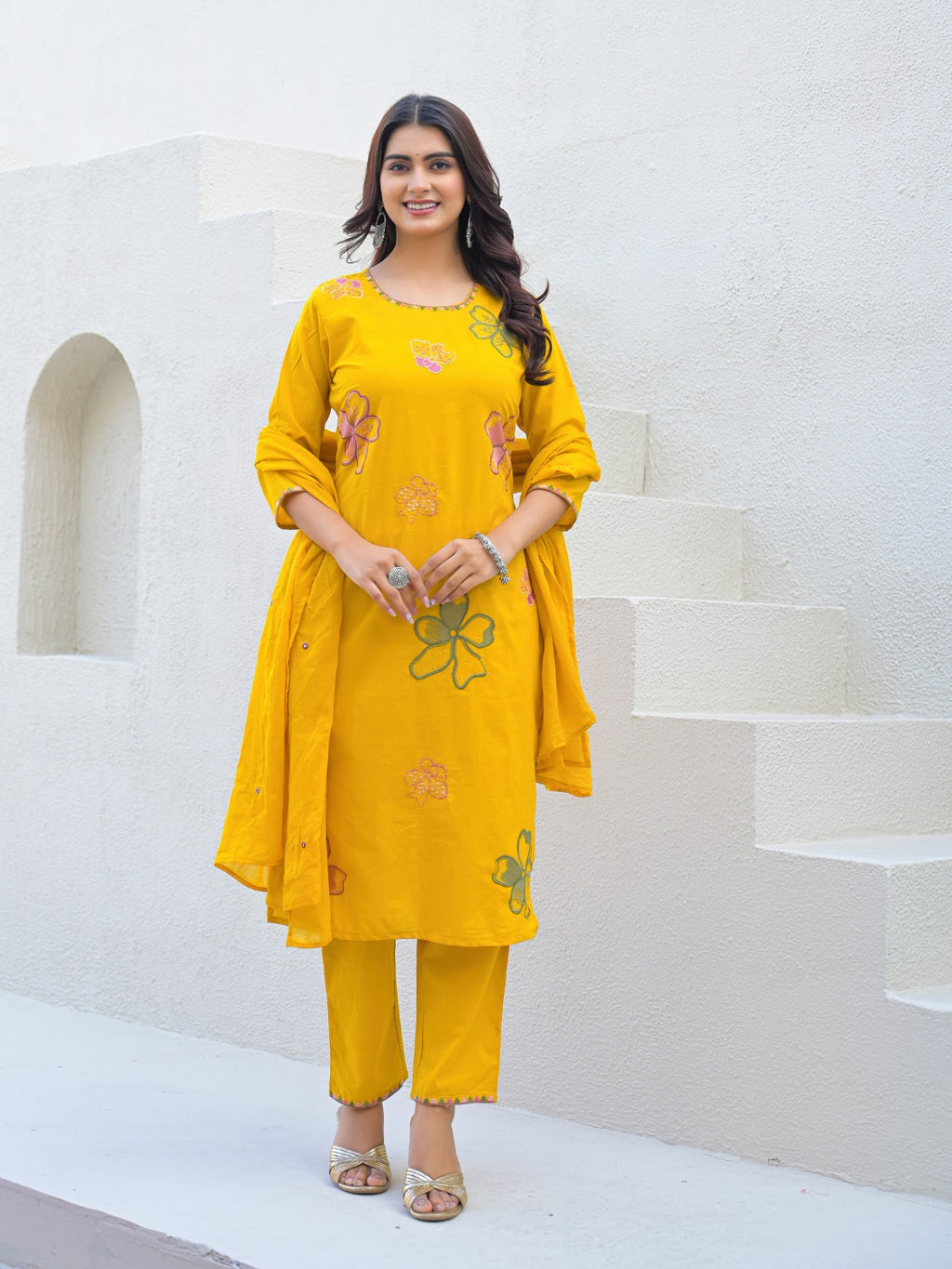 NOOAA Bloom Petal Embroidered Cotton Kurta Set | Premium Women’s Ethnic Wear