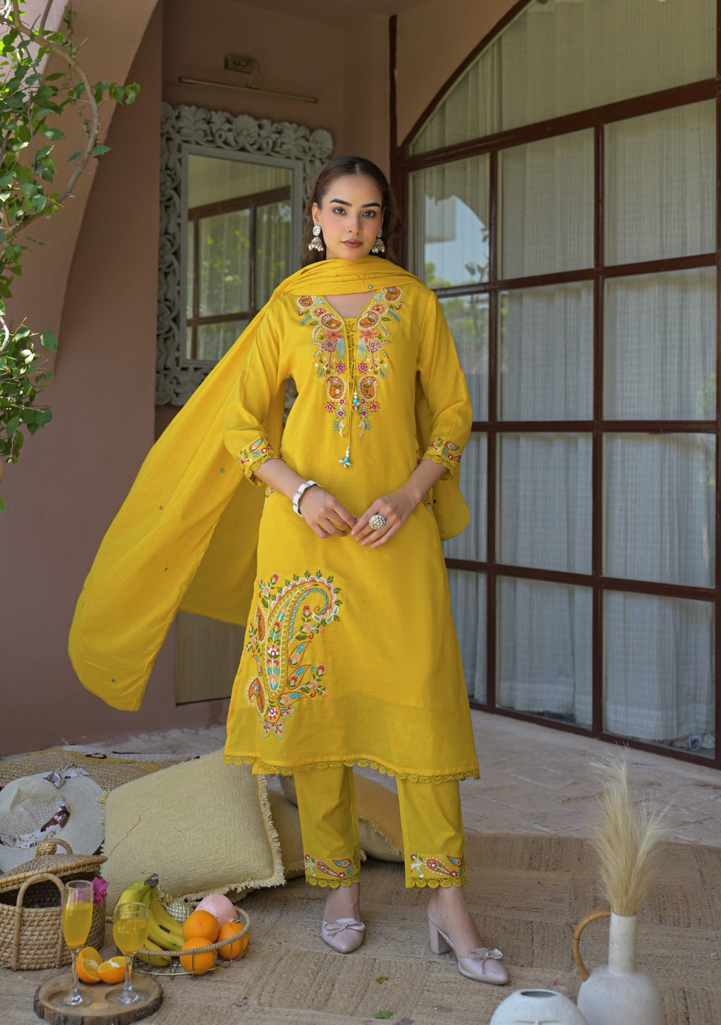 NOOAA Pure Mal Cotton Handwork 3-Piece Dress Set