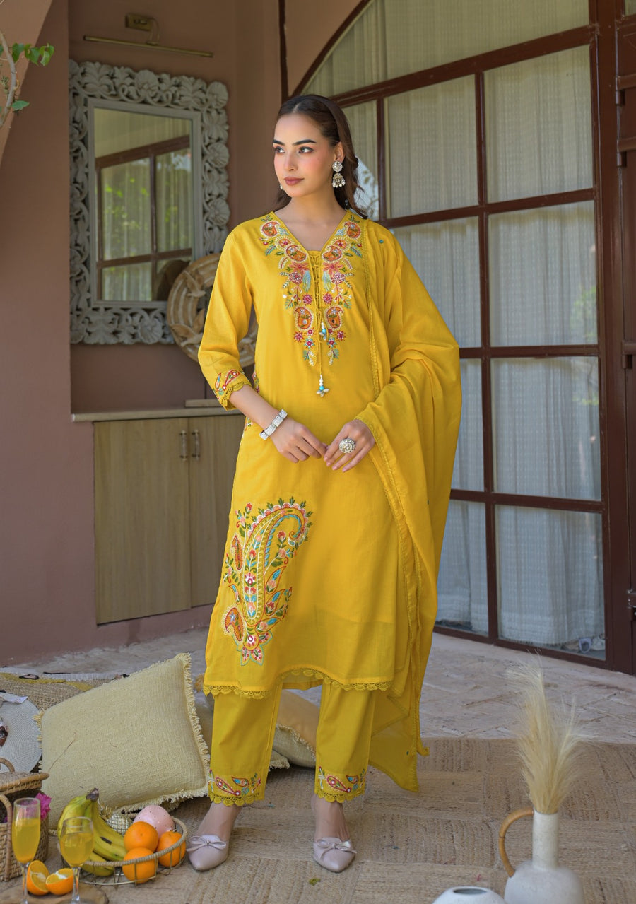 NOOAA Pure Mal Cotton Handwork 3-Piece Dress Set