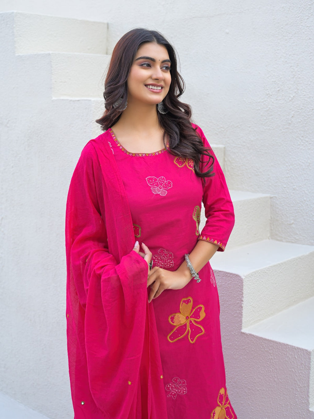 NOOAA Bloom Petal Embroidered Cotton Kurta Set | Premium Women’s Ethnic Wear