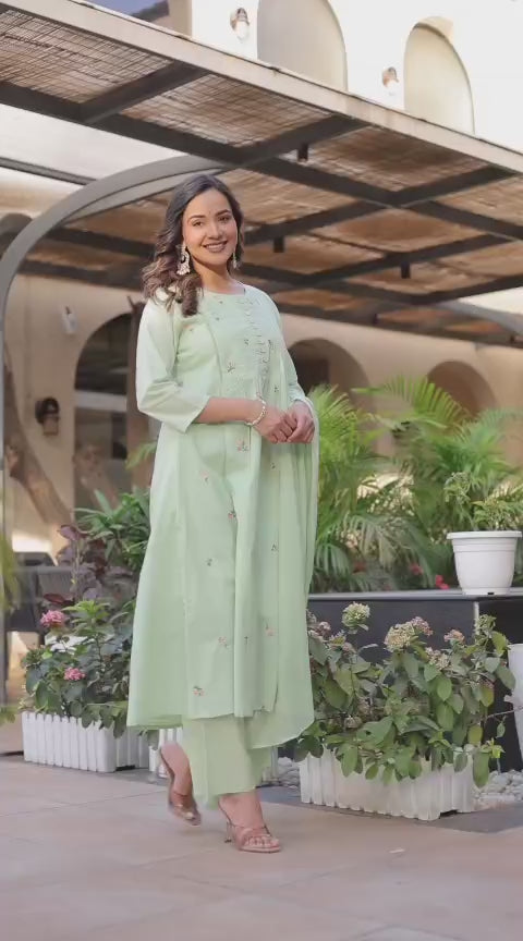 NOOAA Blossom Embroidered Cotton Kurta Set with Dupatta – Premium Women’s Ethnic Wear
