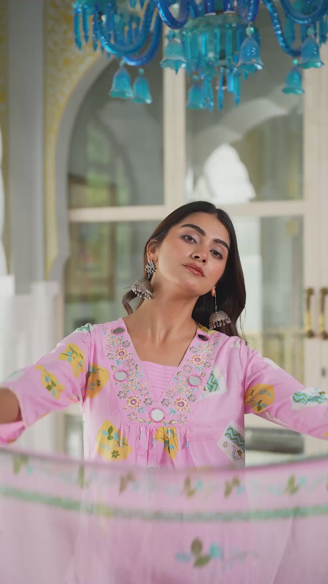 NOOAA Viraa Printed Straight Kurta Set with Embroidered Yoke & Dupatta