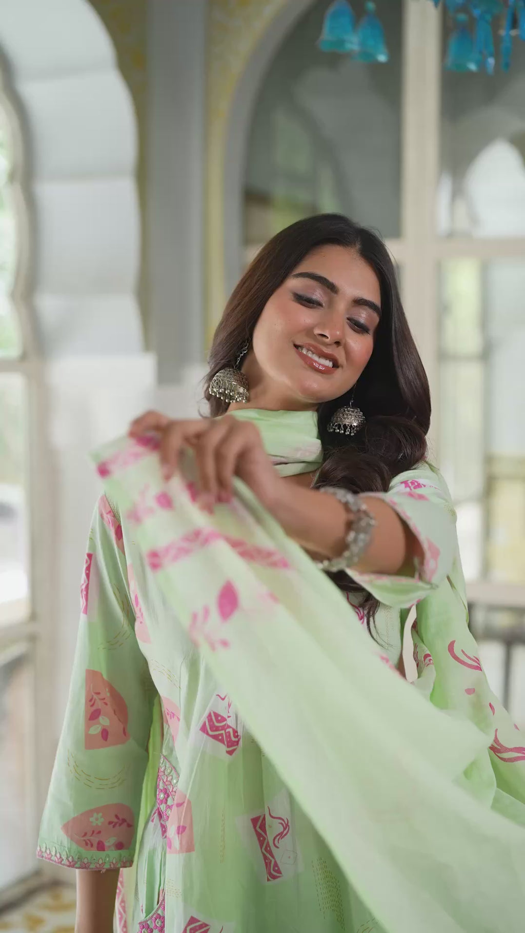 NOOAA Viraa Printed Straight Kurta Set with Embroidered Yoke & Dupatta