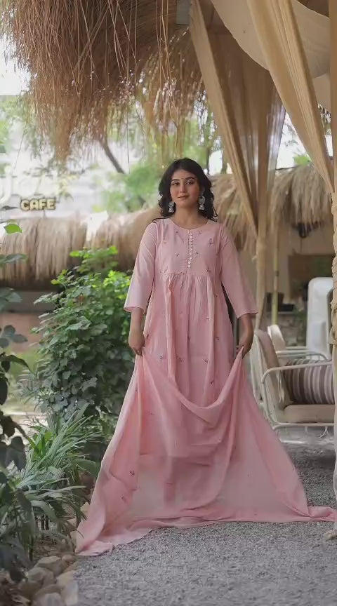 NOOAA Blossom Embroidered Cotton Kurta Set with Dupatta – Premium Women’s Ethnic Wear
